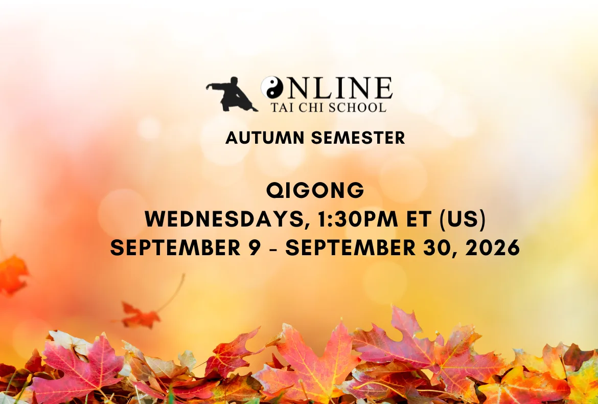 Autumn background with qigong class information